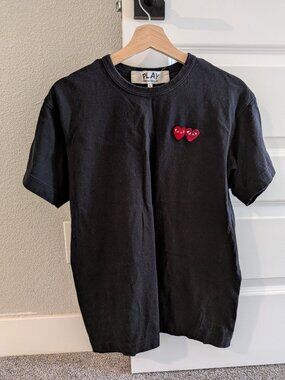 Comme des Garçons Play Double Heart T-Shirt - Black - Size L